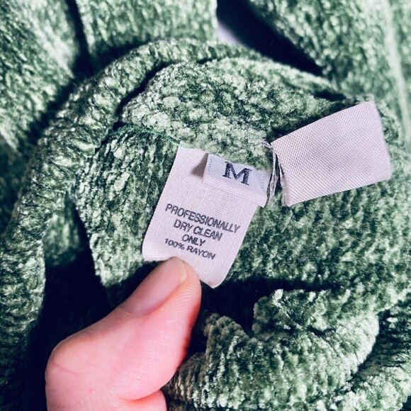 Vintage Ani Barrie Sweater Womens M Green Button Up Cardigan Fuzzy - Picture 6 of 12